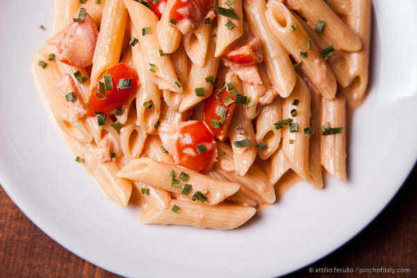 Penne With Vodka Sauce and Smoked Slamon